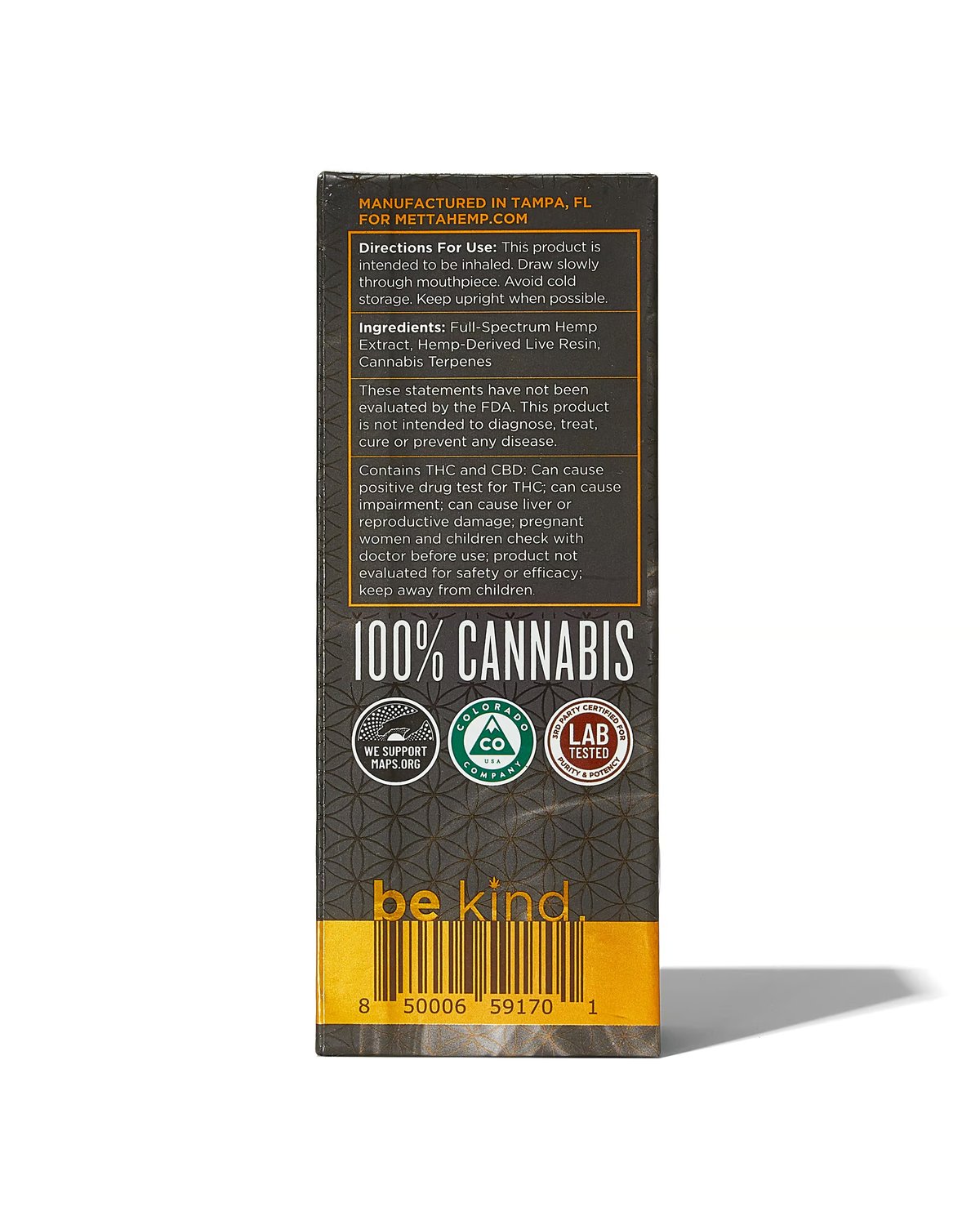CBD Live Resin Disposable Vape Pen 1.0mL : Full-Spectrum – Indica (Epcot) view 2