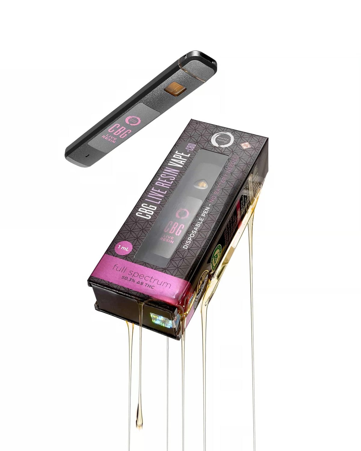 CBG Live Resin Disposable Vape Pen 1.0mL – Sativa (Warp Speed) view 2