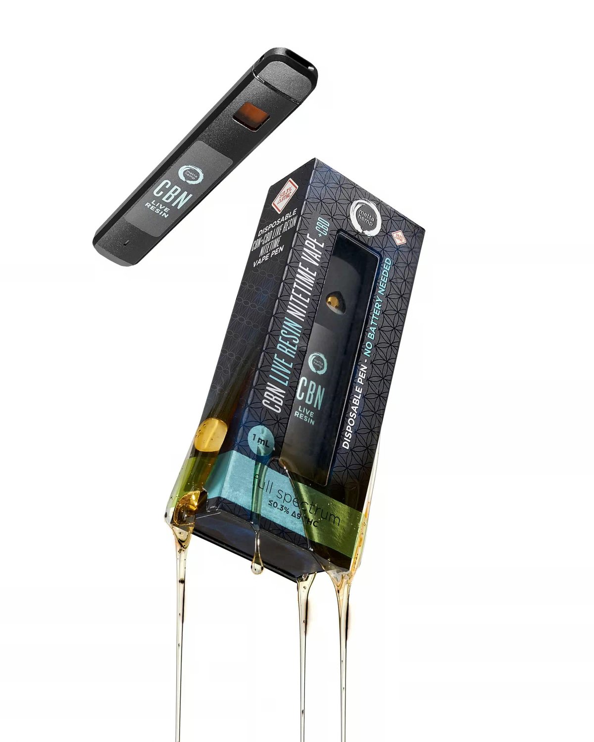 CBN Live Resin Nitetime Disposable Vape Pen 1.0mL – Indica (Black Silk) view 2