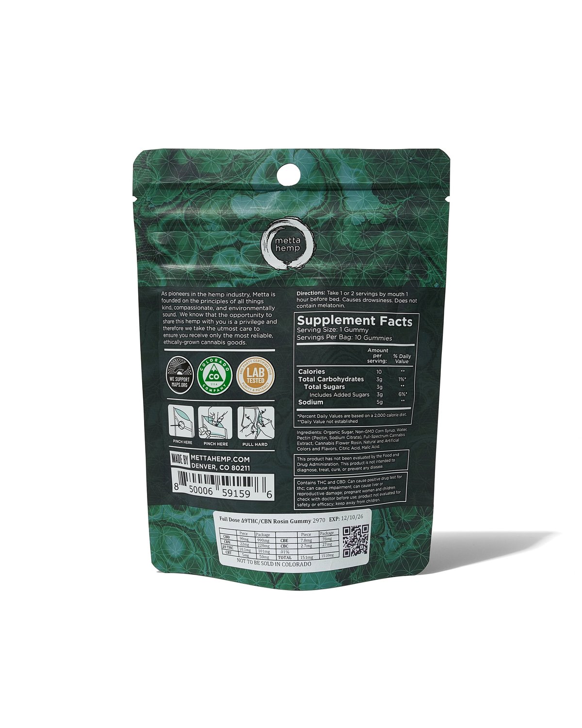 Full-Dose CBN / D9 THC Nitetime Rosin Gummies: 20mg CBN / 10mg THC / 100mg CBD view 2