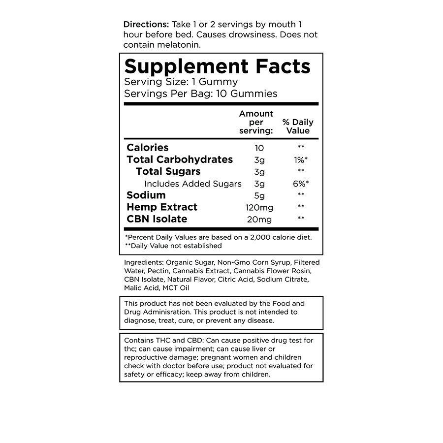Full-Dose CBN / D9 THC Nitetime Rosin Gummies: 20mg CBN / 10mg THC / 100mg CBD view 3